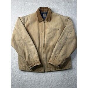 Vintage 80s Carhartt Detroit Jacket Adult XL Tan Blanket‎ Lined Canvas 100 Years